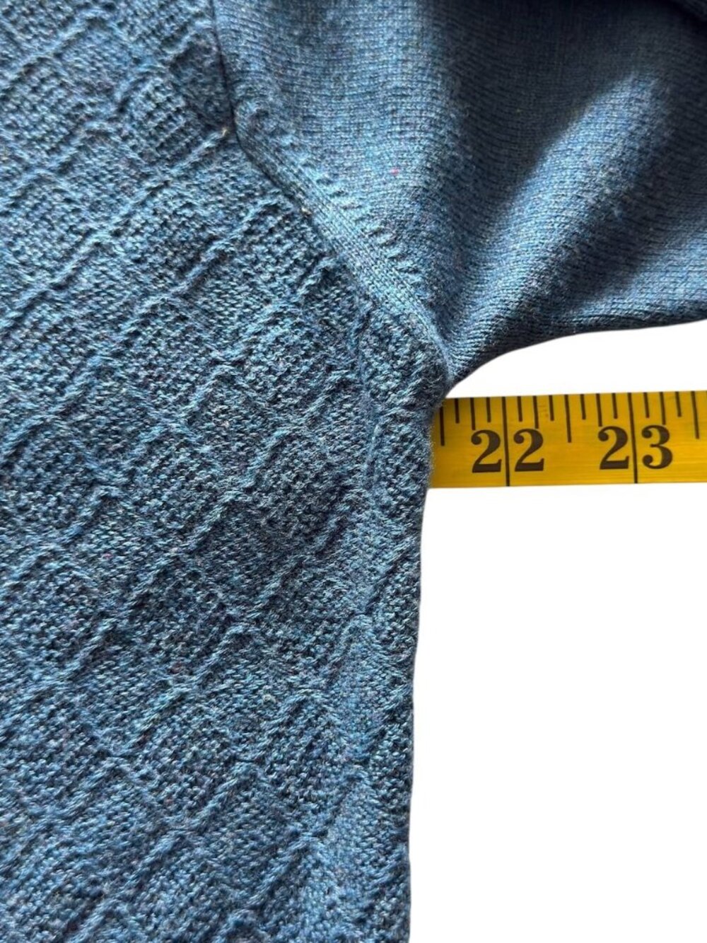 Vtg Paul Fredrick Mens S Sweater Ice Blue Diamond Silk Blend Long Sleeve Crew - Picture 13 of 16